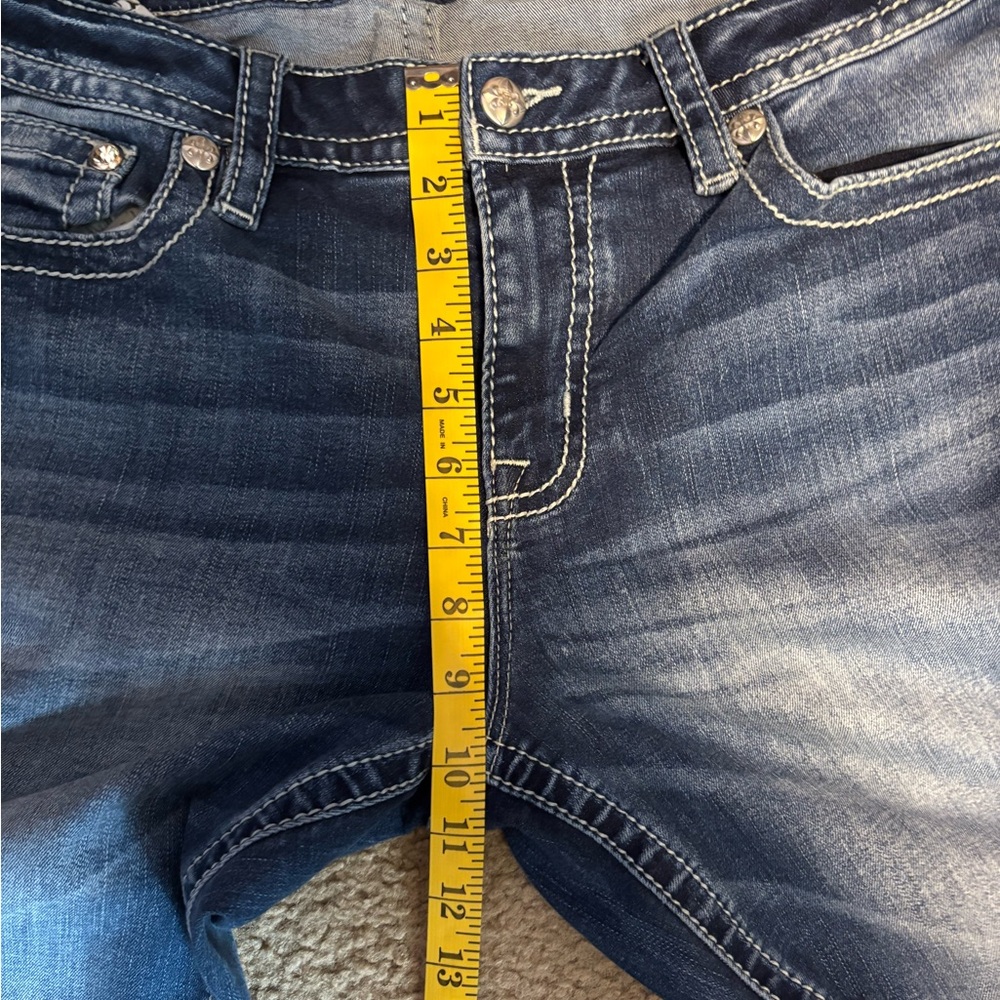 Miss Me Dark Blue Boot Cut Jeans with Decorative Pocket - Picture 12 of 13